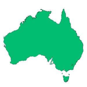 Map of Australia in green on a white background