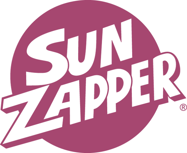 Sun Zapper logo with a purple circle background