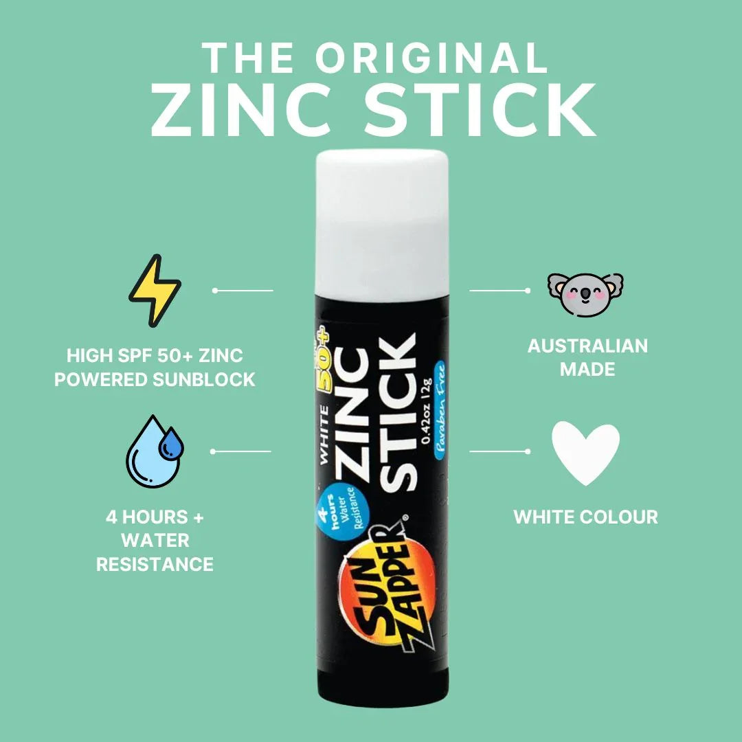 sun zapper white zinc stick sunblock