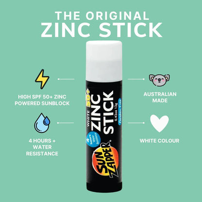 sun zapper white zinc stick sunblock
