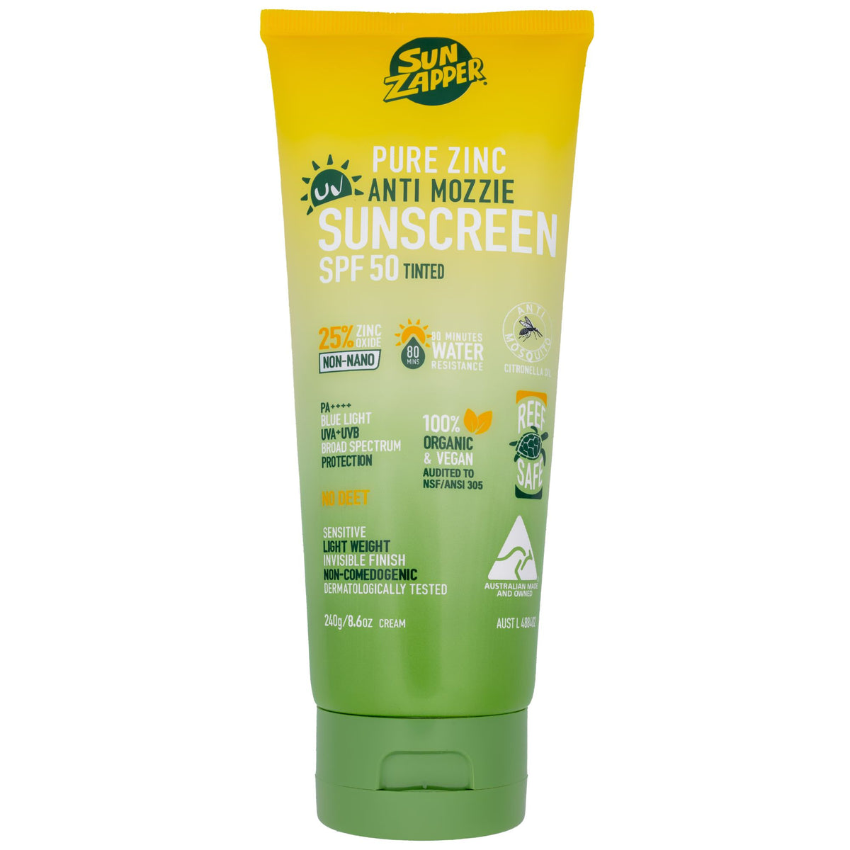 Anti Mozzie Sunscreen SPF 50 | Zinc Sun Cream with Citronella