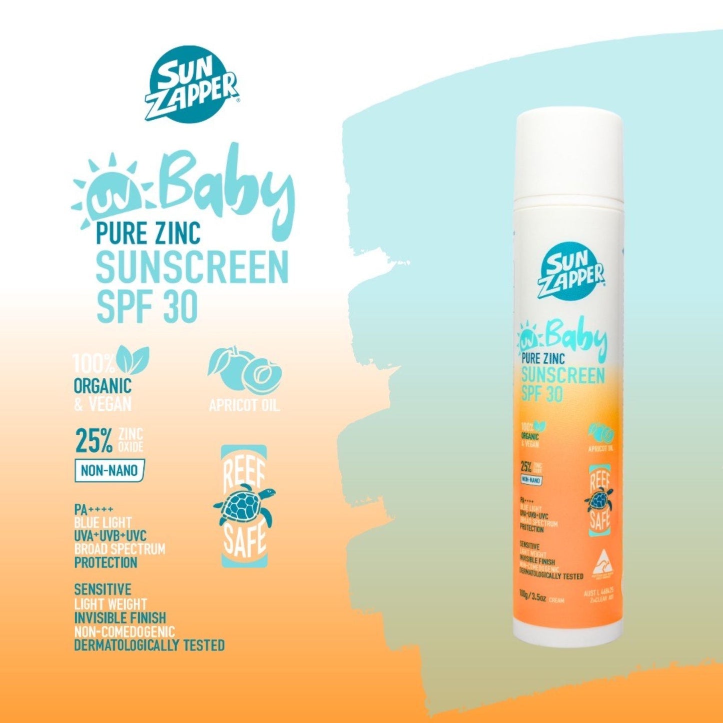 Pure Zinc Natural Baby Mineral Sunscreen | Baby Sun Cream - SPF 30