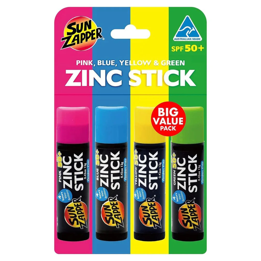 Zinc Stick x 4 Color Zinc Oxide Sunblock (SPF 50+) Rainbow – Sun Zapper